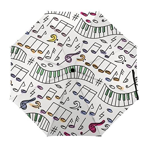 WAGYTBN note e pianoforte modello musica ombrello da viaggio portatile antivento pieghevole ombrello per pioggia automatica apertura e chiusura automatica