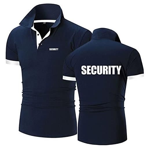 ORZEY polo da uomo manica corta per t-shirt con security stampa t-shirt da rugby casual da golf estiva-white||xxl