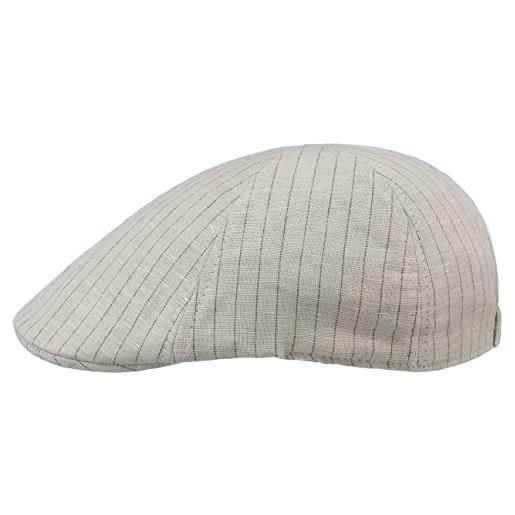 LIPODO coppola in lino classic stripes uomo - berretto cappello piatto cotton cap con visiera, visiera primavera/estate - s (55-56 cm) beige-mélange
