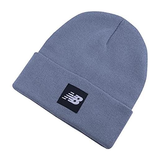 New Balance new balanc adult knit cuffed beanie with flying nb woven patch logo, slate