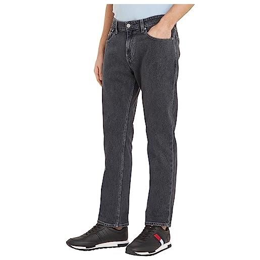 Tommy Jeans jeans uomo ryan regular straight elasticizzati, blu (denim black), 34w / 32l