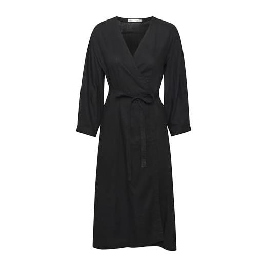 InWear women's wrap dress v-neck below knee length 3/4 sleeves regular fit vestito, nero, 46 donna