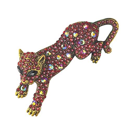 KristLand moda donna uomo vintage leopardo spilla con strass colorati cristalli animali selvatici corpetto spilla compleanno festa regalo regalo