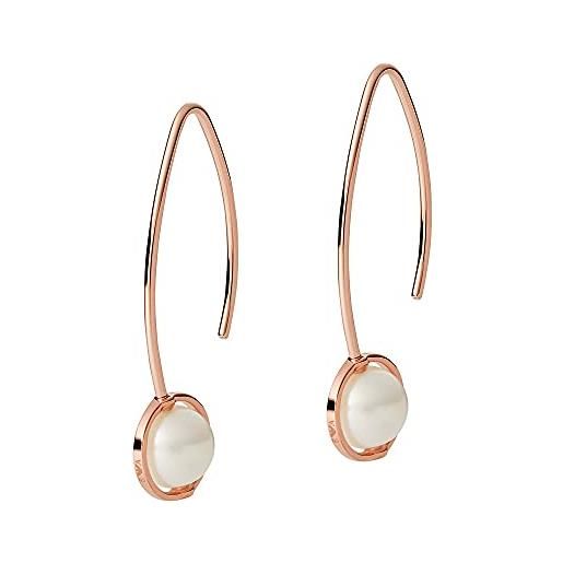 Emporio Armani orecchini per le donne, dimensione: 34x11x1mm dimensione perla: 7-8mm orecchini in oro rosa e argento, eg3534221