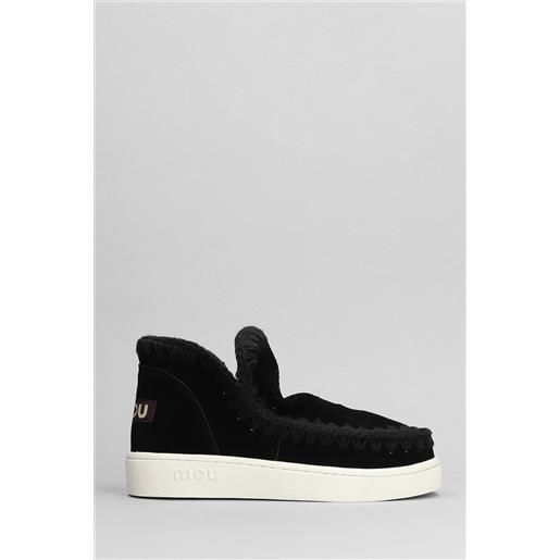 Mou tronchetti tacco basso eskimo sneaker in camoscio nero