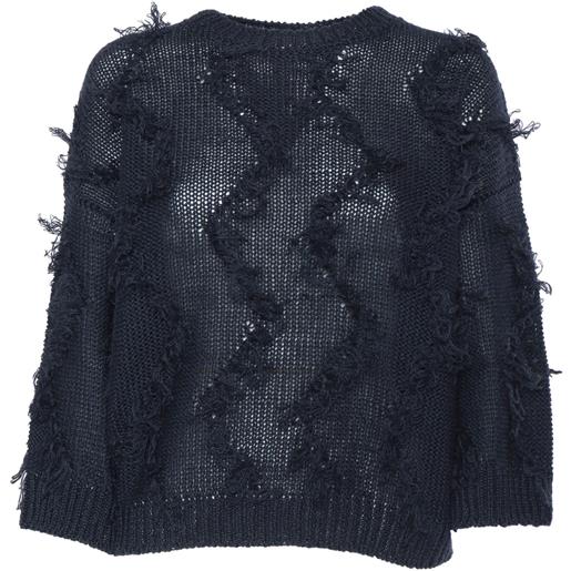 Peserico maglia tricot nera con frange