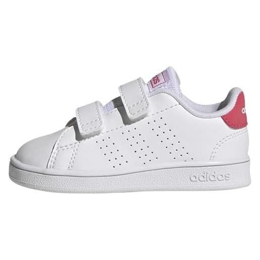 adidas advantage lifestyle court two hook-and-loop shoes, sneakers unisex - bambini e ragazzi, ftwr white ftwr white better scarlet, 27 eu