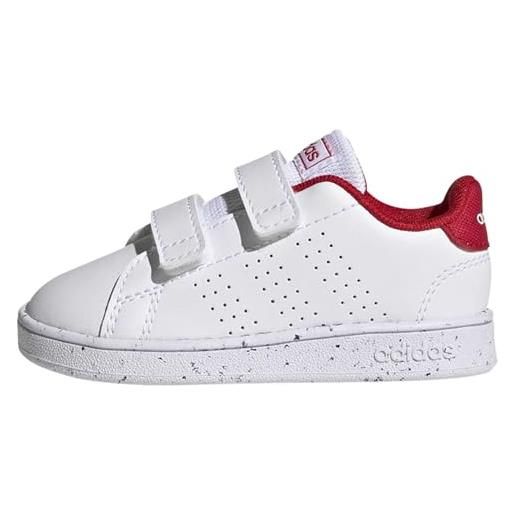adidas advantage lifestyle court two hook-and-loop shoes, sneakers unisex - bimbi 0-24, ftwr white ftwr white better scarlet, 19 eu