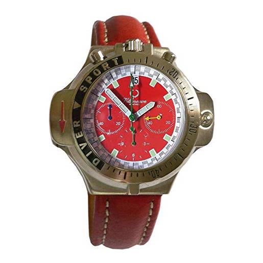 Villeneuve pt-210 orologio cronografo quarzo con bussola (rosso)