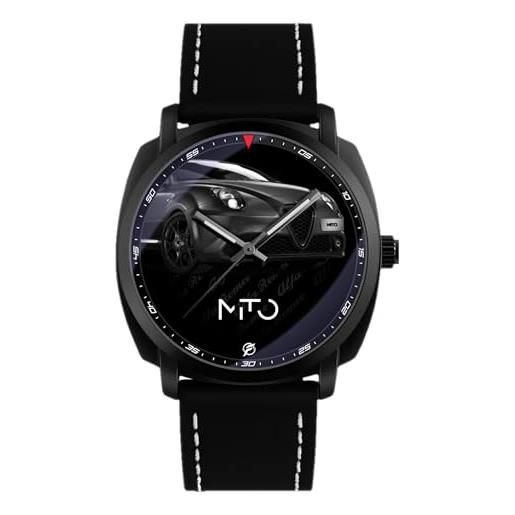 360 tech orologio da polso nero opaco con cinturino in pelle pu japan movt gadget compatibile alfa romeo quadrifoglio gtam (mito nero)