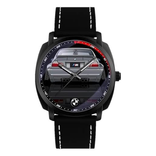 360 tech orologio da polso nero opaco con cinturino in pelle pu movimento giapponese ispirato alla bmw angel eyes m3 m4 sport m performance (bossy)