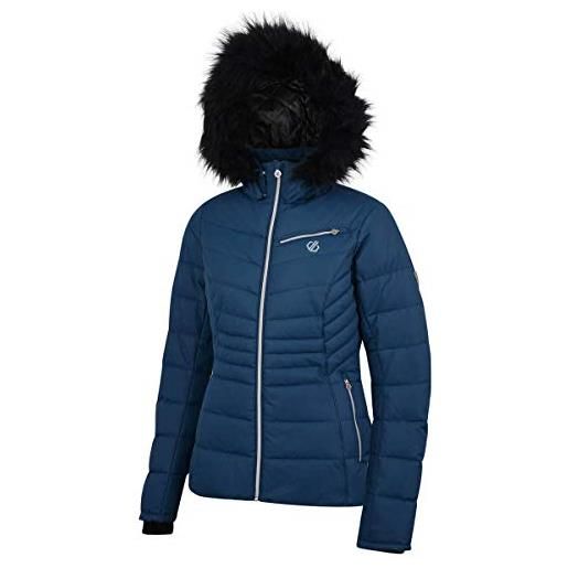 Regatta dare 2b glamorize waterproof & breathable high loft insulated ski & snowboard jacket with detachable faux fur hood and snowskirt, giacca impermeabile, isolante donna, blue wing, 10