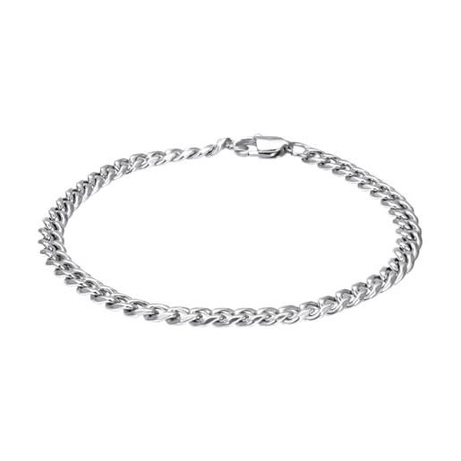 iXXXi men bracciale in acciaio inox flat chain argento | 21 cm, m, acciaio inossidabile, nessuna pietra preziosa