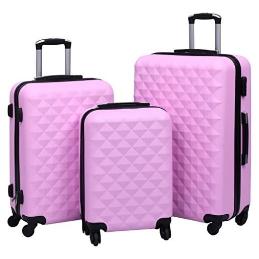 vidaXL set valigie trolley a custodia rigida 3 pz rosa in abs