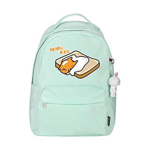 WANHONGYUE gudetama anime ciondolo coniglio borsa da scuola zaino casual backpack per ragazze e donne verde / 1
