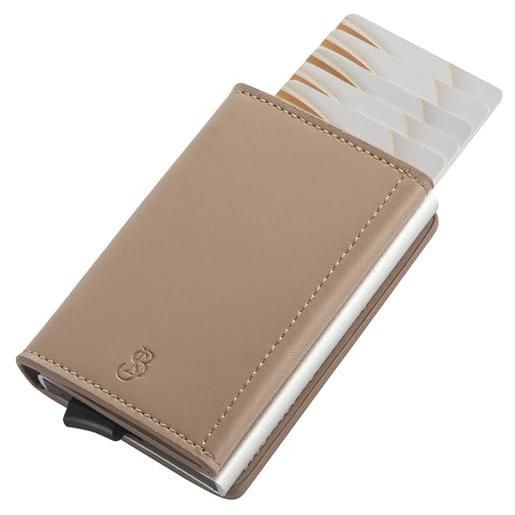 BONNY & SLIDE custodia per carte di credito con protezione rfid - magnete card holder wallet slim - portafoglio per carte di credito - portafoglio da donna e uomo - mini portmonee, cachi, münzfach