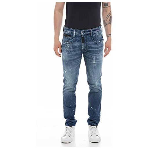 REPLAY jeans uomo anbass slim fit elasticizzati, blu (medium blue 009), w30 x l32