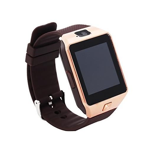 EMEBAY orologio intelligente bluetooth/smartwatch bluetooth smart watch con fotocamera per smartphone android dz09 marrone + oro