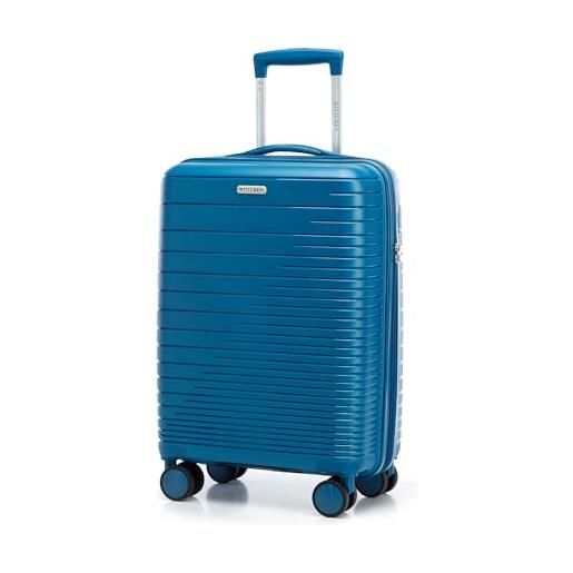 WITTCHEN fuerta line set di 3 valigie bagaglio rigido valigia espandibile bagaglio in polipropilene con strisce lucide 4 rotelle doppie manico telescopico serratura tsa taglia (s+m+l) blu