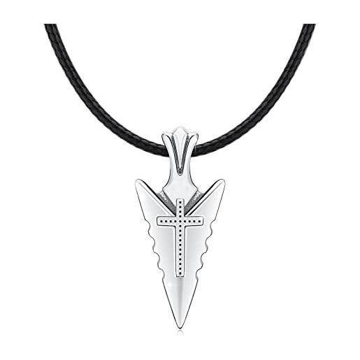 ZIPPICE collana a punta di freccia in argento sterling 925 con ciondolo a forma di punta di freccia, ciondolo vichingo amuleto di protezione per uomo donna unisex, argento sterling