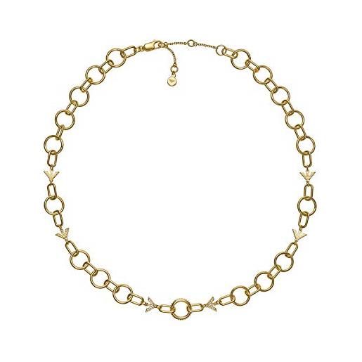 Emporio Armani - collana da donna a catena in argento sterling tonalità oro, eg3463710
