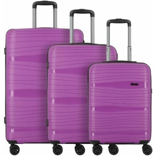 d&n travel line 4300 4 ruote set di valigie 3 pezzi porpora