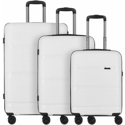 d&n travel line 4300 4 ruote set di valigie 3 pezzi bianco