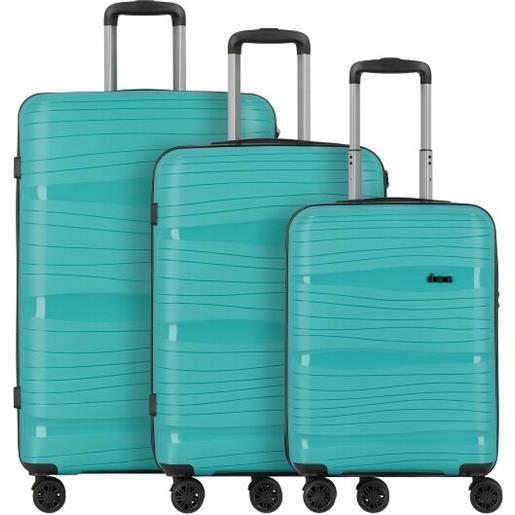 d&n travel line 4300 4 ruote set di valigie 3 pezzi turchesa