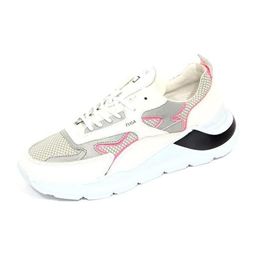 D.A.T.E. g5234 sneaker donna fuga white/grey/fucsia leather/fabric shoes woman-41