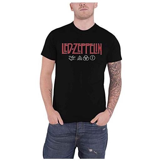 Led zeppelin ledzeppelin_logo & symbols_men_bl_ts: 2xl t-shirt, nero (black black), xx-large uomo