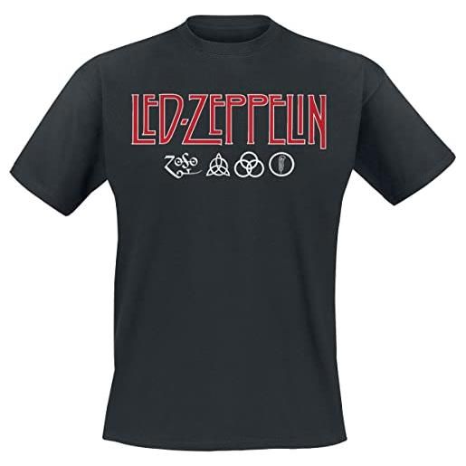 Led Zeppelin ledzeppelin_logo & symbols_men_bl_ts: 1xl t-shirt, nero (black black), x-large uomo
