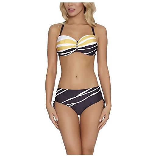 Feba modellante corpo bikini set per donna s2l2n1 (nero/blanc, eu cup 75d/bottom 38 (it 2d/44))