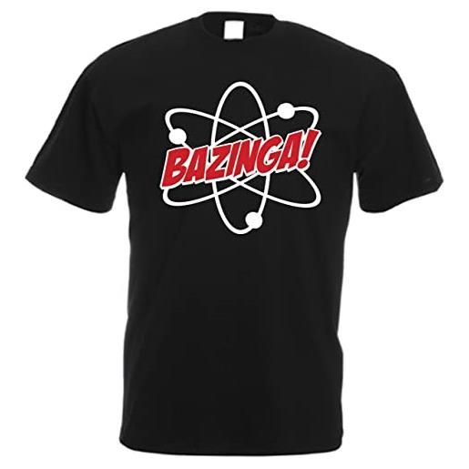 CHEIDEASTORE t-shirt sheldon bazinga atomo filled uomo maglietta ispirata big bang theory (nero, small)