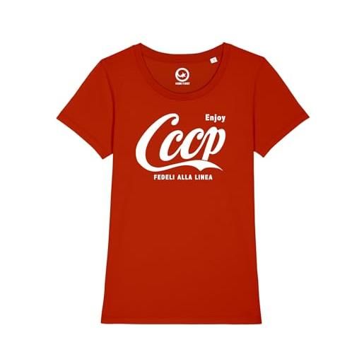 ZERO T-SHIRT LAB maglietta donna cccp fedeli alla linea musica punk rock sovietico stella rossa t-shirt girl (m, spray white)