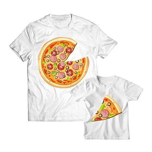 Colorfamily coppia t-shirt magliette padre figlio pizza - idea regalo papà