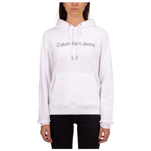 Calvin Klein Jeans core institutional logo hoodie j20j220254 felpe con cappuccio, bianco (bright white), m donna
