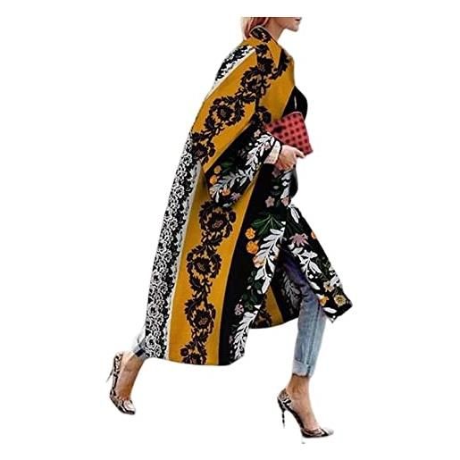 Dawwoti maxi coat stampato per donne, giacca imbottita a manica lunga casual per la primavera autunnale