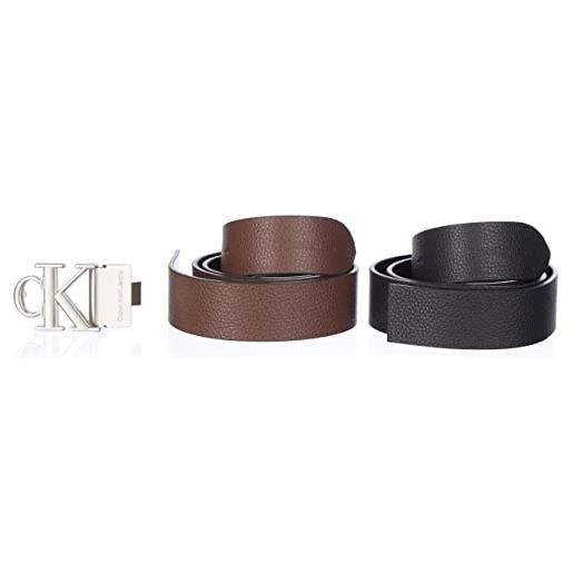 Calvin Klein Jeans round mono plaque rev belt 35mm k50k509884 cinture, nero (black/bitter brown), 130 uomo