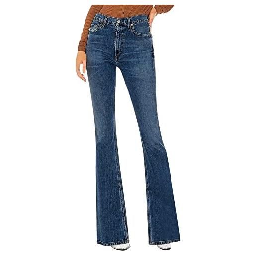 Linkay jeans da donna a vita alta con spacco leggermente svasato per sembrare più sottili e più alti pantaloni jeans per le donne 24, blu scuro, l