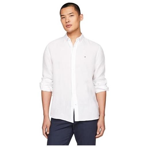 Tommy Hilfiger pigment dyed li solid rf shirt mw0mw34602 camicie casual, bianco (optic white), 3xl uomo