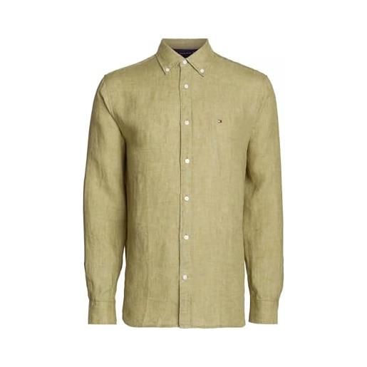 Tommy Hilfiger camicia uomo camicia in lino, bianco (optic white), xl