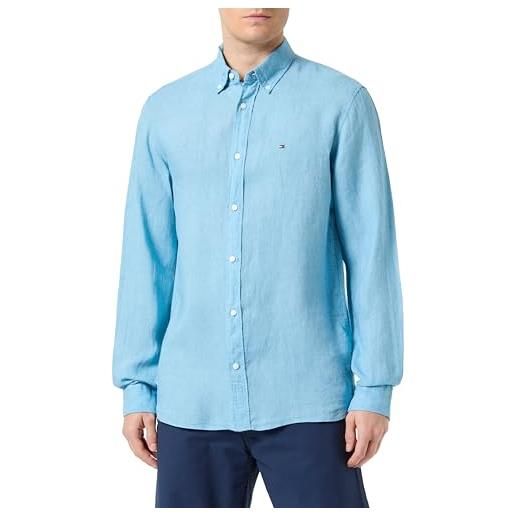 Tommy Hilfiger pigment dyed li solid rf shirt mw0mw34602 camicie casual, blu (carbon navy), xl uomo