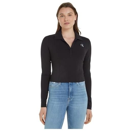 Calvin Klein Jeans polo collar milano regular top j20j222556 altri maglia, nero (ck black), m donna