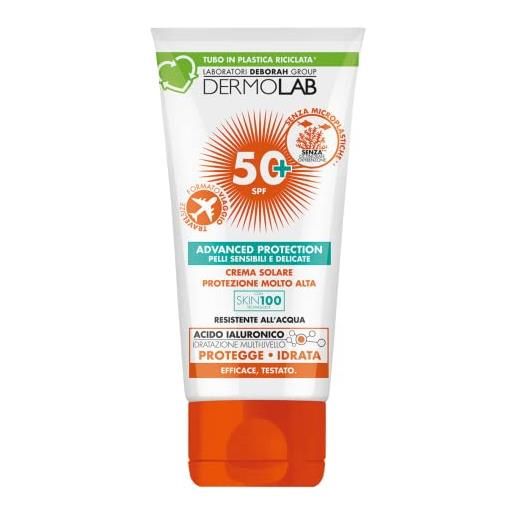 Dermolab - crema solare protezione molto alta, per pelli chiare e delicate, resistente all'acqua, spf 50+, formato travel, 50 ml