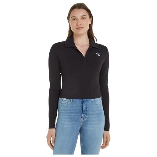 Calvin Klein Jeans polo collar milano regular top j20j222556 altri maglia, nero (ck black), xxs donna