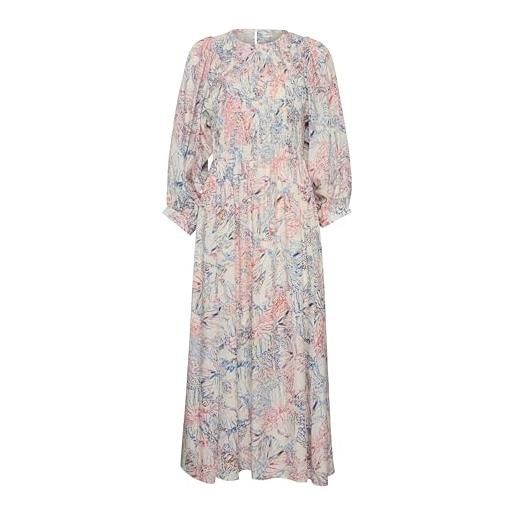 InWear maxi dress smock top 3/4 sleeves a-line skirt round neck printed vestito, multi astratto butterfly, 44 donna