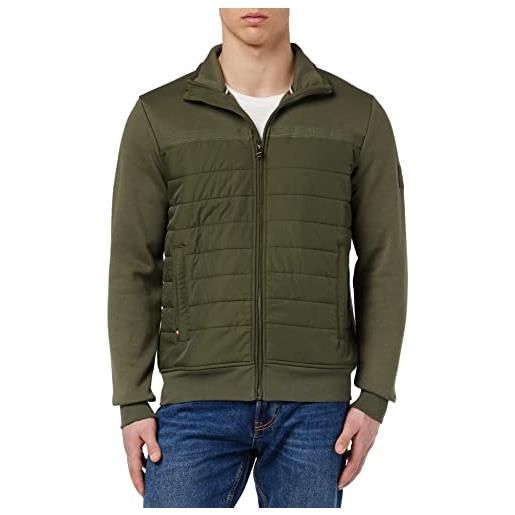 Tommy Hilfiger cardigan giacca in maglia con zip uomo mix media cerniera, verde (army green), xs