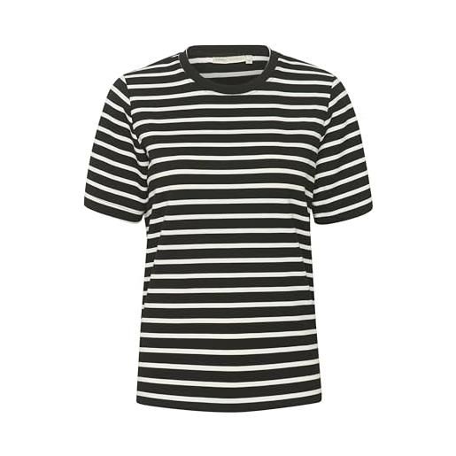 InWear maglietta da donna a maniche corte con scollo a righe casual in jersey t-shirt, whisper bianco/nero, m