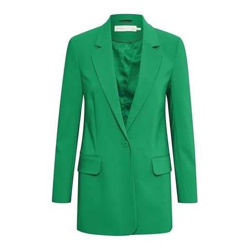InWear blazer below hip length tailored fit single breasted notch lapel, verde brillante, 48 donna