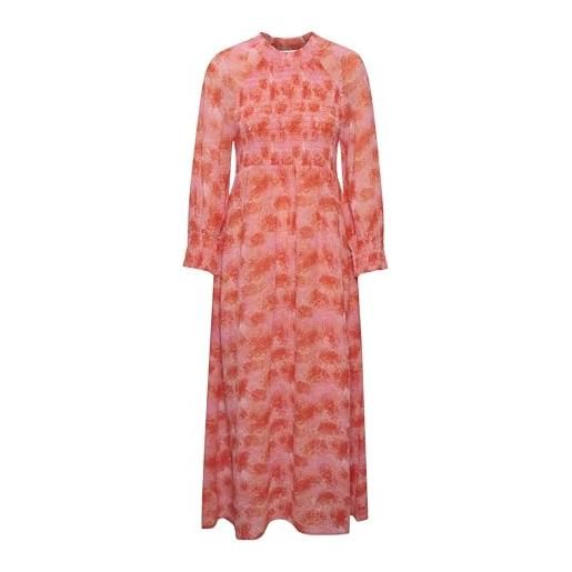 InWear maxi dress round neck long sleeves smock top regular fit vestito, pink dancing wall, 38 donna
